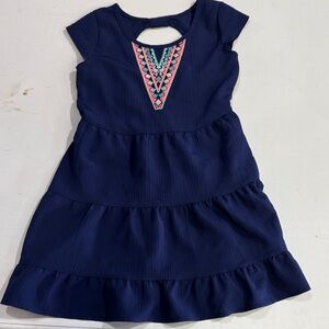 Wonder Nation Navy Dress with Pink Embroidery